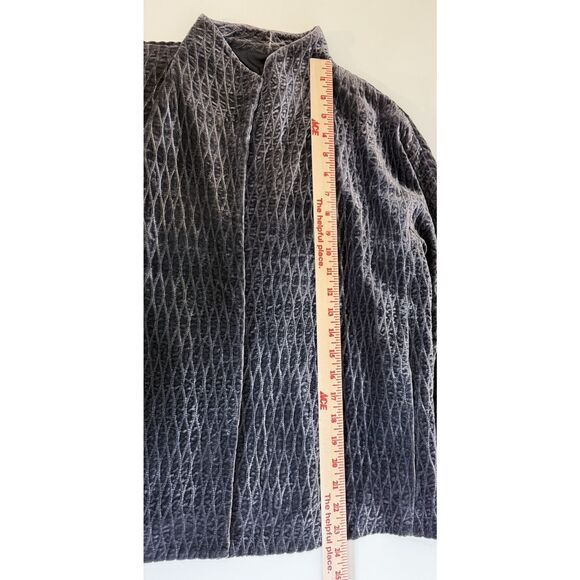 Eileen Fisher Velvet Jacket Petite M Gray Quilted Open Front Formal Silk Blend - Picture 8 of 10